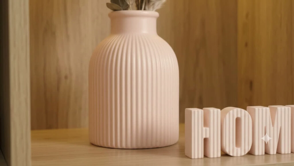 Vaso Canelado Rosa com Letreiro HOME